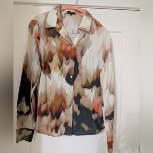 Escada sport Multicolor Abstract, Cotton/Silk Button Down Shirt